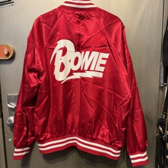 Retro David Bowie Rare Limited Edition Red Satin Bomber / Varsity Tour Jacket - Picture 12 of 16